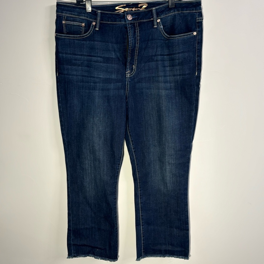 Women’s Seven7 High waisted Ankle Skimmer jeans with frayed hem, Size 16